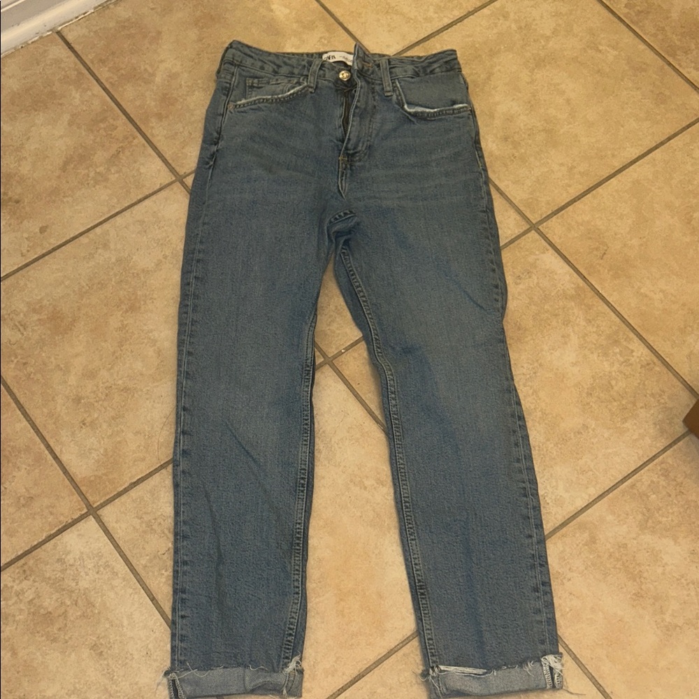 Zara Blue Ankle Cropped Women's Jeans